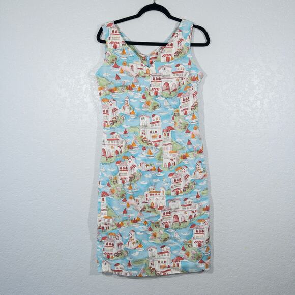 Talbots Blue Portrait Sailing Cotton Dress Size‎ 8 - Picture 1 of 7